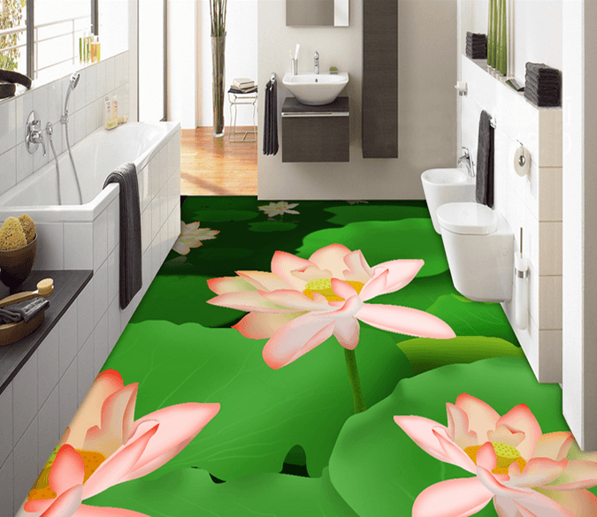 3D Large Lotus 106 Floor Mural Wallpaper AJ Wallpaper 2 