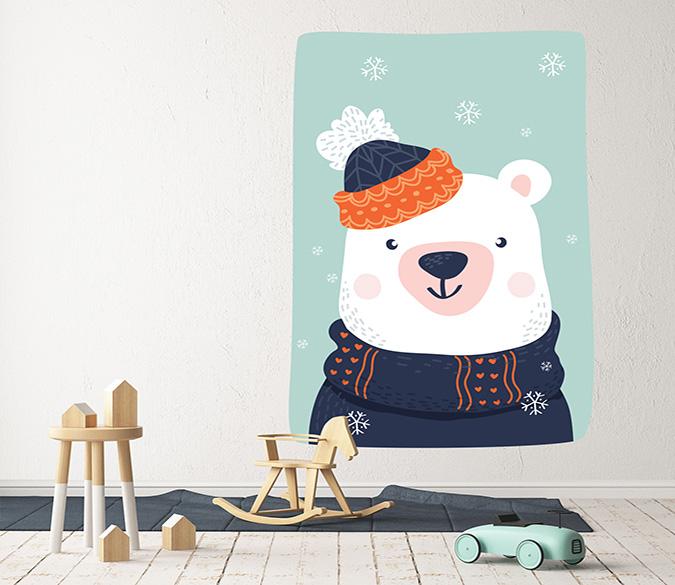 3D White Bear Hat 107 Wall Stickers Wallpaper AJ Wallpaper 