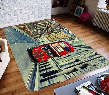 3D Red Tram 357 Non Slip Rug Mat Mat AJ Creativity Home 