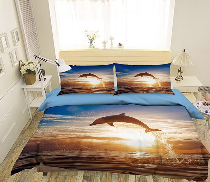 3D Sunshine Dolphin 078 Bed Pillowcases Quilt Wallpaper AJ Wallpaper 