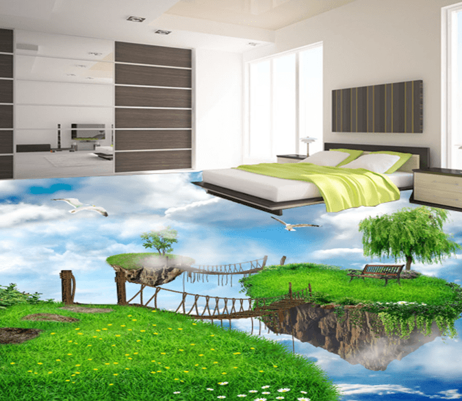 3D Hanging Wooden Bridge 292 Floor Mural Wallpaper AJ Wallpaper 2 