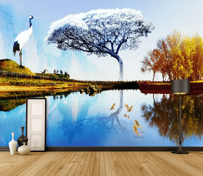 3D Blue Tree Crane 1291 Wallpaper AJ Wallpaper 2 