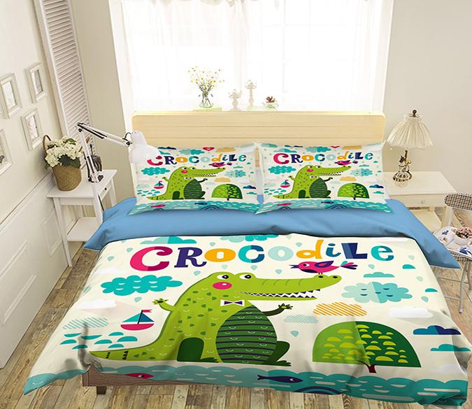 3D Cartoon Croco 120 Bed Pillowcases Quilt Wallpaper AJ Wallpaper 