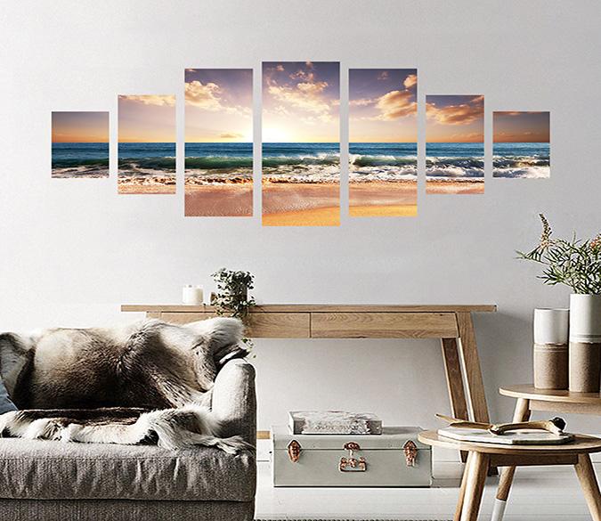 3D Waves Sunset 129 Unframed Print Wallpaper Wallpaper AJ Wallpaper 