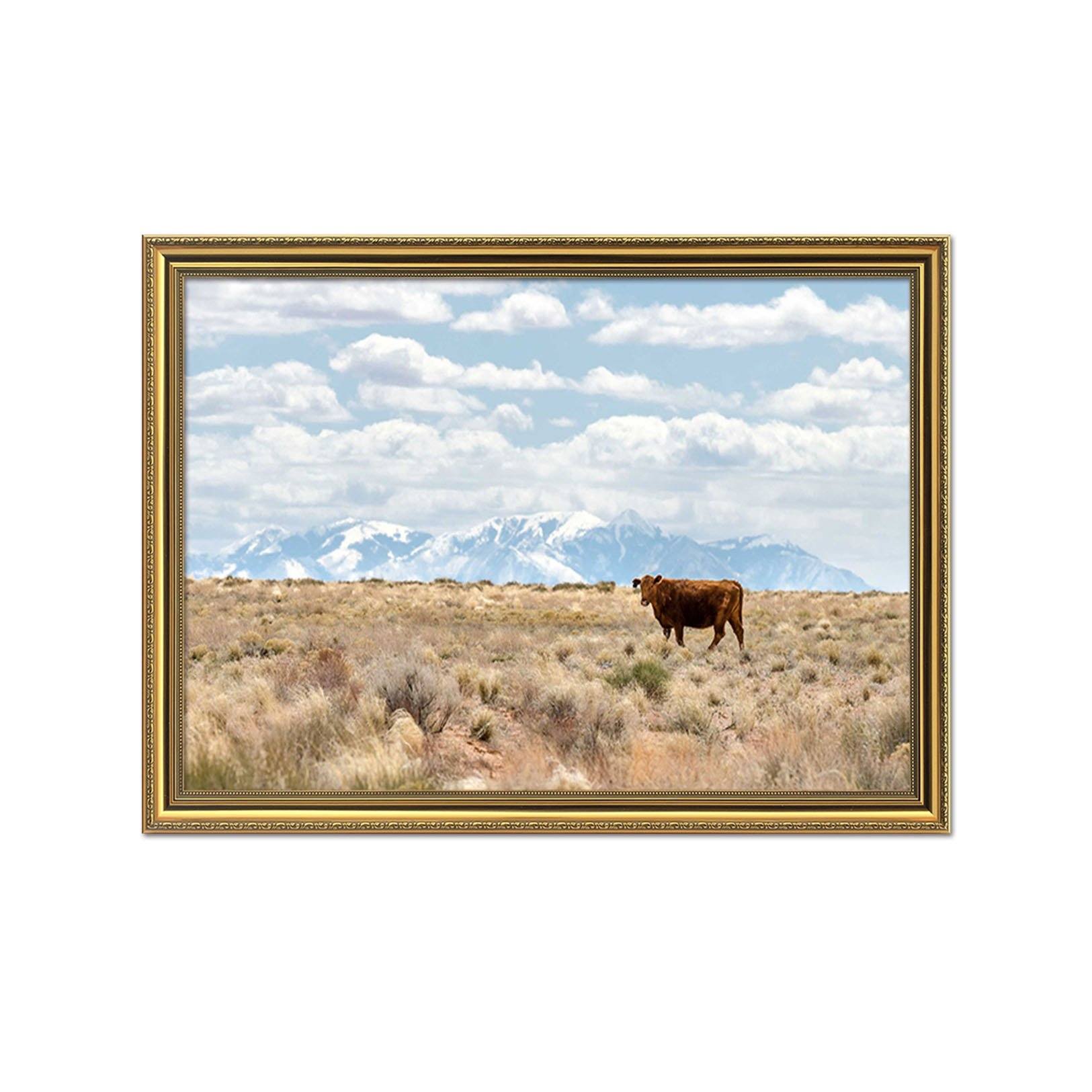 3D Cow Hardworking 128 Fake Framed Print Painting Wallpaper AJ Creativity Home 