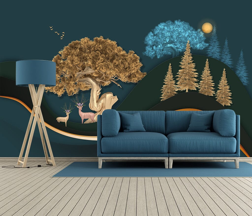 3D Fallow Deer Grove WC066 Wall Murals Wallpaper AJ Wallpaper 2 