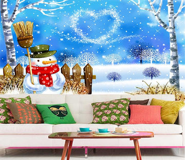 3D Snowman Love 087 Wallpaper AJ Wallpaper 