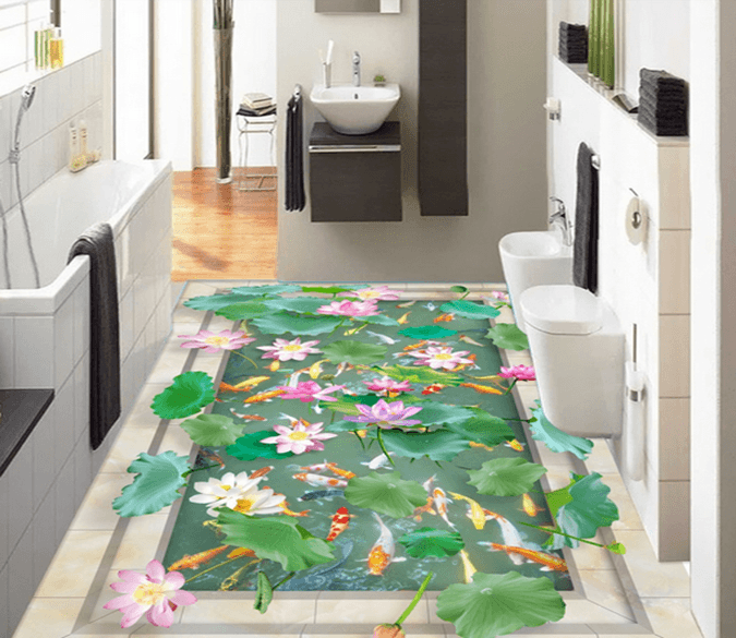 3D Pond 068 Floor Mural Wallpaper AJ Wallpaper 2 