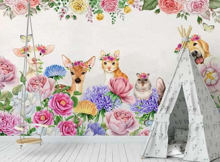 3D Pink Fawn 1451 Wall Murals Wallpaper AJ Wallpaper 2 