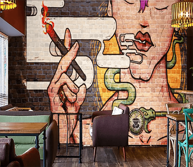 3D Woman Smoking Wall Painting 314 Wallpaper AJ Wallpaper 2 