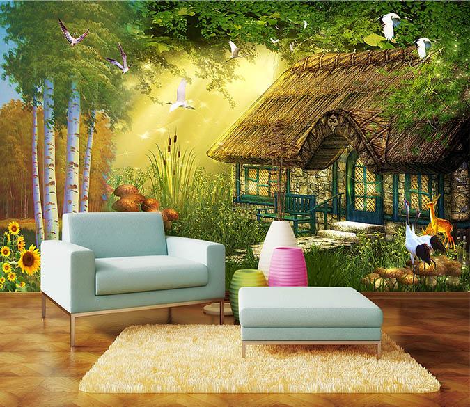 3D House Mushroom Deer 114 Wallpaper AJ Wallpaper 