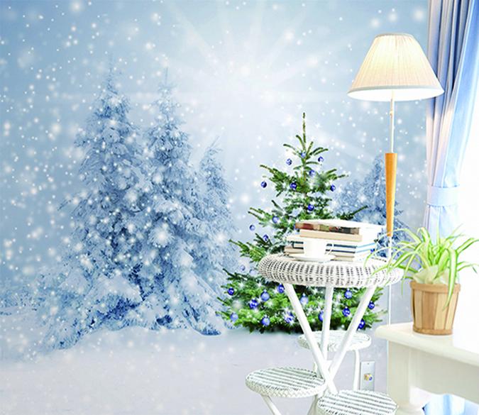 3D Snowing Tree 012 Wallpaper AJ Wallpaper 