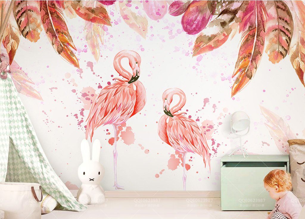 3D Pink Flamingo 210 Wall Murals Wallpaper AJ Wallpaper 2 