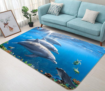 3D Sunlight Dolphin 592 Non Slip Rug Mat Mat AJ Creativity Home 