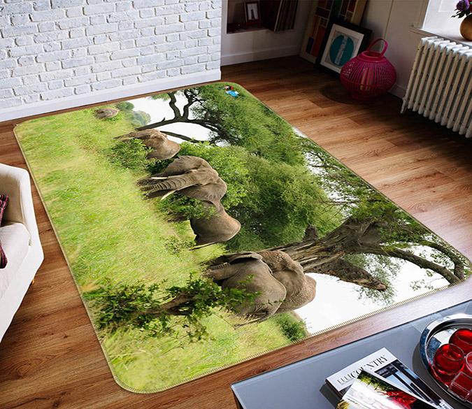 3D Lawn Elephant 364 Non Slip Rug Mat Mat AJ Creativity Home 