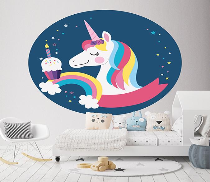 3D Unicorn Cake Rainbow 234 Wall Stickers Wallpaper AJ Wallpaper 