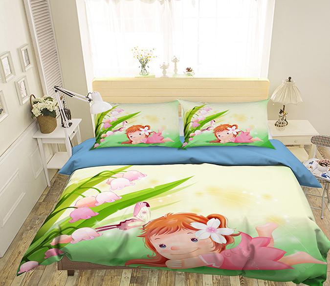 3D Cartoon Girl 095 Bed Pillowcases Quilt Wallpaper AJ Wallpaper 