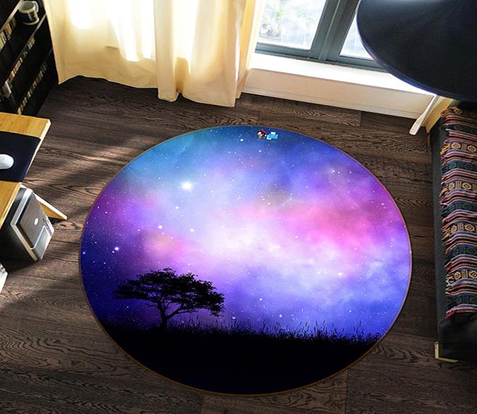 3D Starry Sky Tree 112 Round Non Slip Rug Mat Mat AJ Creativity Home 