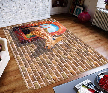 3D Giraffe Wall 387 Non Slip Rug Mat Mat AJ Creativity Home 