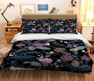 3D Black Flowers 070 Bed Pillowcases Quilt Wallpaper AJ Wallpaper 