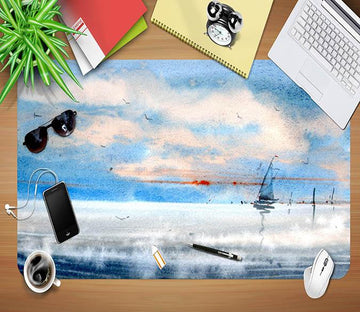 3D Sky Boat 057 Desk Mat Mat AJ Creativity Home 