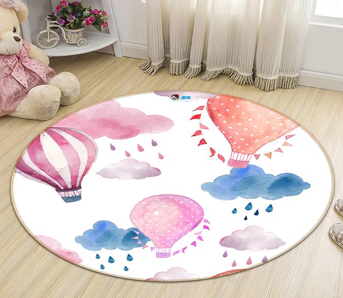 3D Gouache Balloon 266 Round Non Slip Rug Mat Mat AJ Creativity Home 