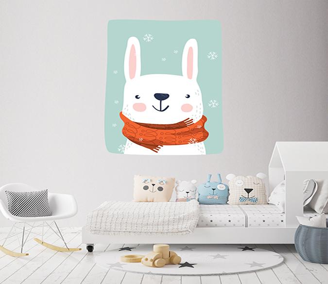 3D Rabbit Scarf 105 Wall Stickers Wallpaper AJ Wallpaper 