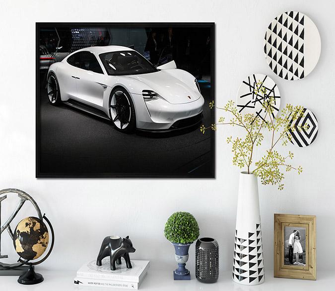 3D White Sports Car 186 Fake Framed Print Painting Wallpaper AJ Creativity Home 