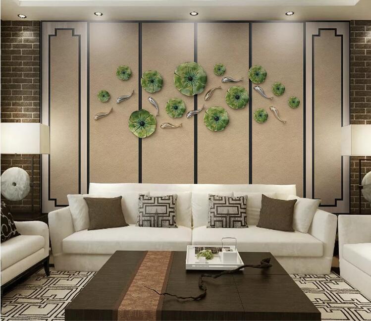 3D Lotus Leaf WC257 Wall Murals