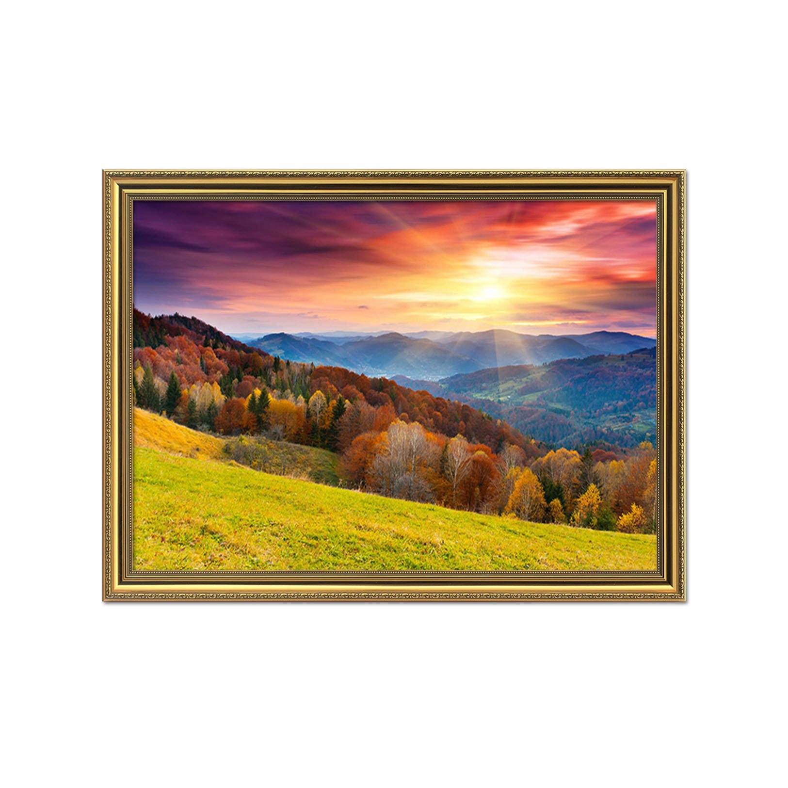 3D Field Sunset 174 Fake Framed Print Painting Wallpaper AJ Creativity Home 