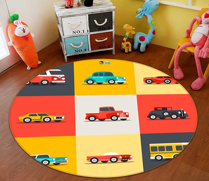 3D Cartoon Bridge Car 198 Round Non Slip Rug Mat Mat AJ Creativity Home 