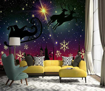 3D Star Sleigh 056 Wallpaper AJ Wallpaper 