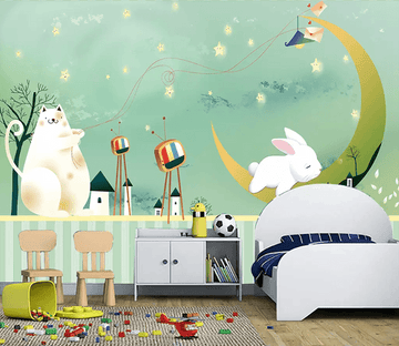 3D Bunny Bear Moon 1598 Wallpaper AJ Wallpaper 2 