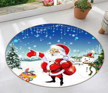 3D Christmas Snowman 018 Round Non Slip Rug Mat Mat AJ Creativity Home 