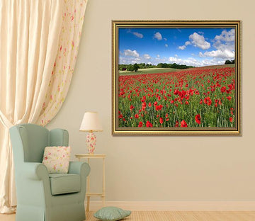 3D Safflower Sea 134 Fake Framed Print Painting Wallpaper AJ Creativity Home 