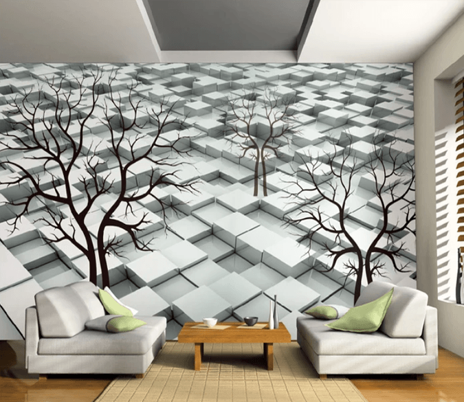 3D Stereoscopic Block Tree 737 Wallpaper AJ Wallpaper 2 