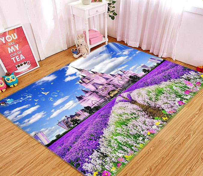 3D Castle Lavender 392 Non Slip Rug Mat Mat AJ Creativity Home 