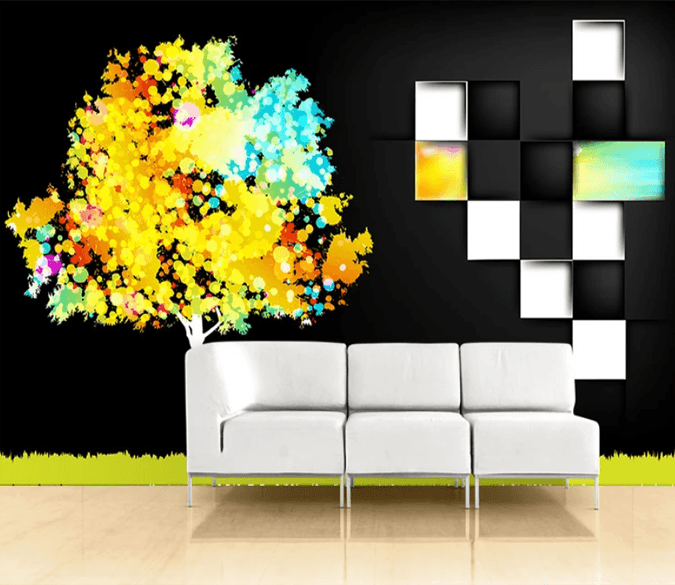 3D Yellow Tree Decoration 797 Wallpaper AJ Wallpaper 2 