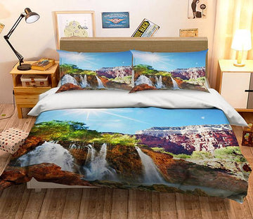 3D Sunshine Waterfall 102 Bed Pillowcases Quilt Wallpaper AJ Wallpaper 