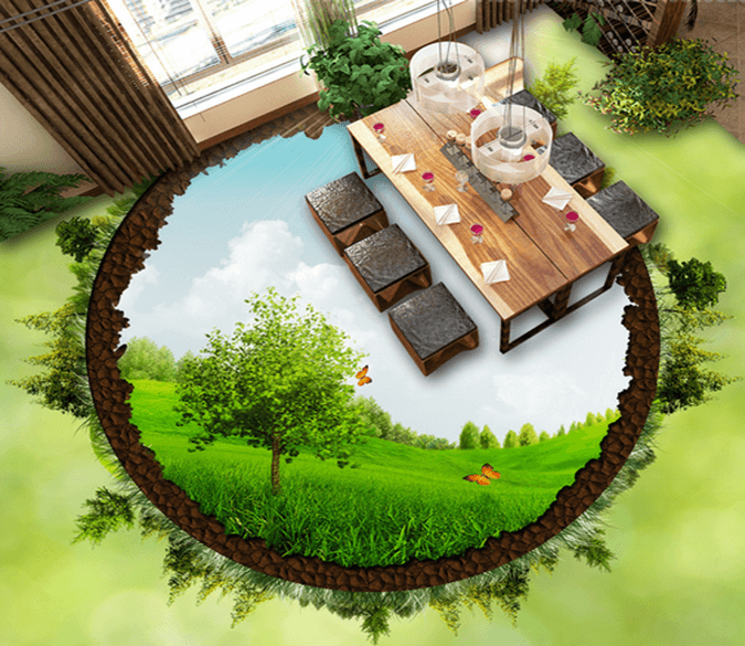 3D Round Tree 024 Floor Mural Wallpaper AJ Wallpaper 2 