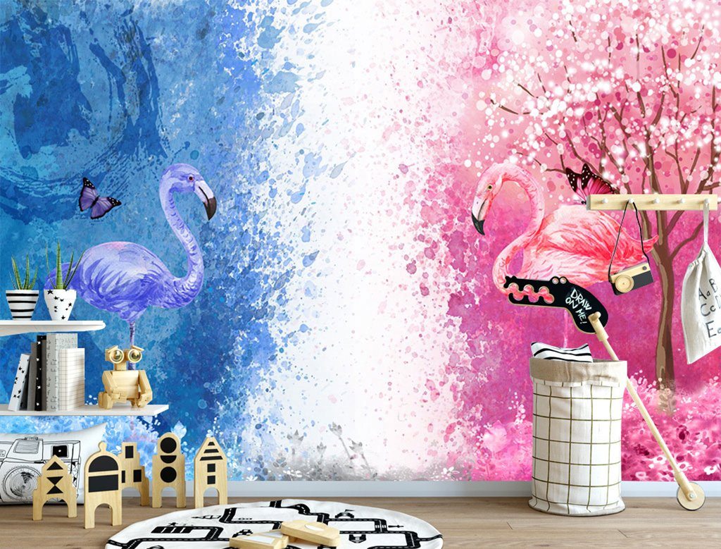 3D Flamingo Lake 211 Wall Murals Wallpaper AJ Wallpaper 2 