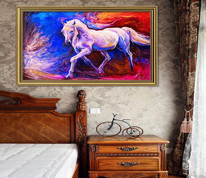 3D White Horse 193 Fake Framed Print Painting Wallpaper AJ Creativity Home 