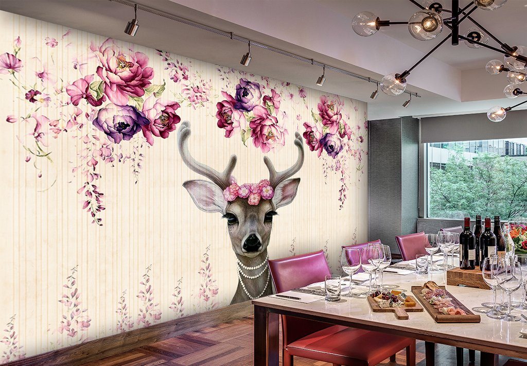 3D Elk Flower 191 Wall Murals Wallpaper AJ Wallpaper 2 