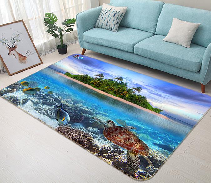 3D Turtle Island 397 Non Slip Rug Mat Mat AJ Creativity Home 