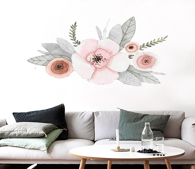 3D Pink Flower Blooming 203 Wall Stickers Wallpaper AJ Wallpaper 