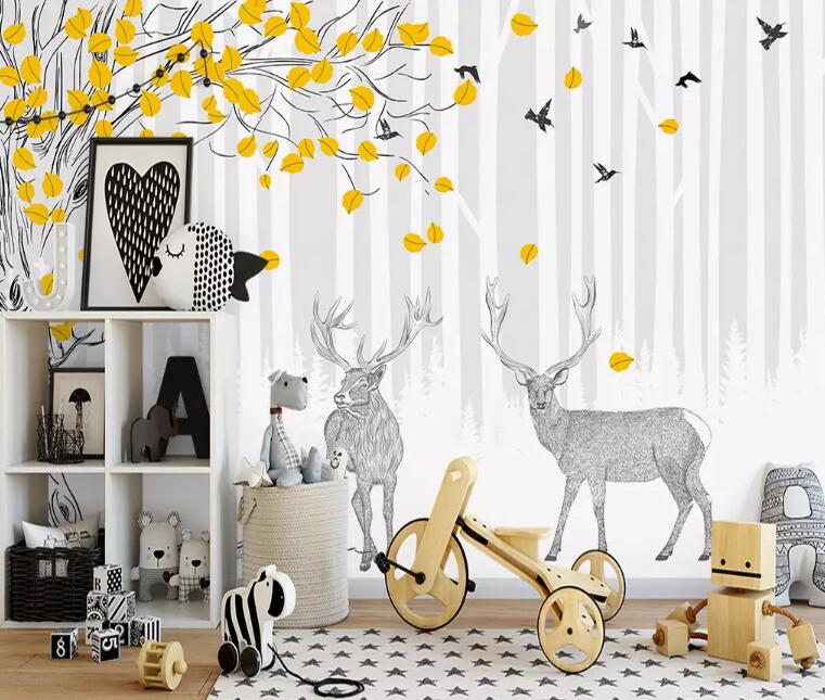 3D Deer Forest 660 Wall Murals Wallpaper AJ Wallpaper 2 