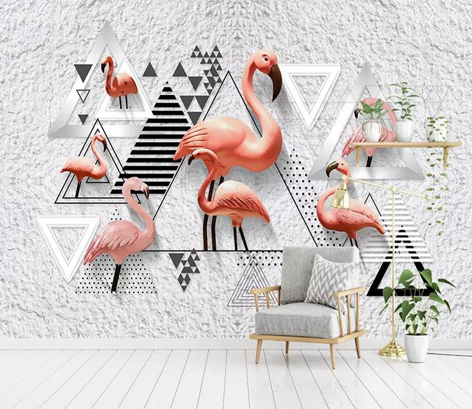 3D Triangle Flamingo 141 Wallpaper AJ Wallpaper 