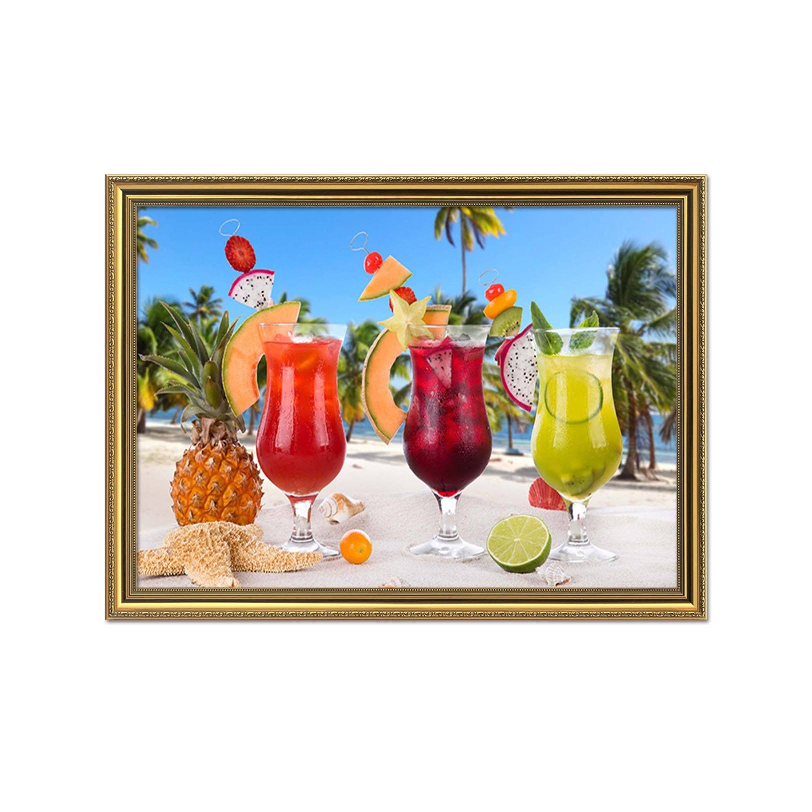 3D Pineapple Juice 115 Fake Framed Print Painting Wallpaper AJ Creativity Home 