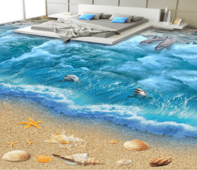 3D Dolphin Goes Ashore 387 Floor Mural Wallpaper AJ Wallpaper 2 