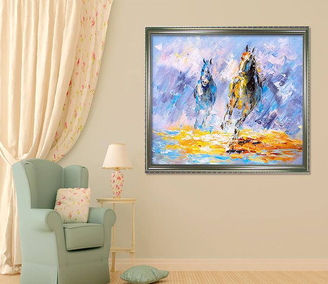 3D Oil Painting Horse 002 Fake Framed Print Painting Wallpaper AJ Creativity Home 